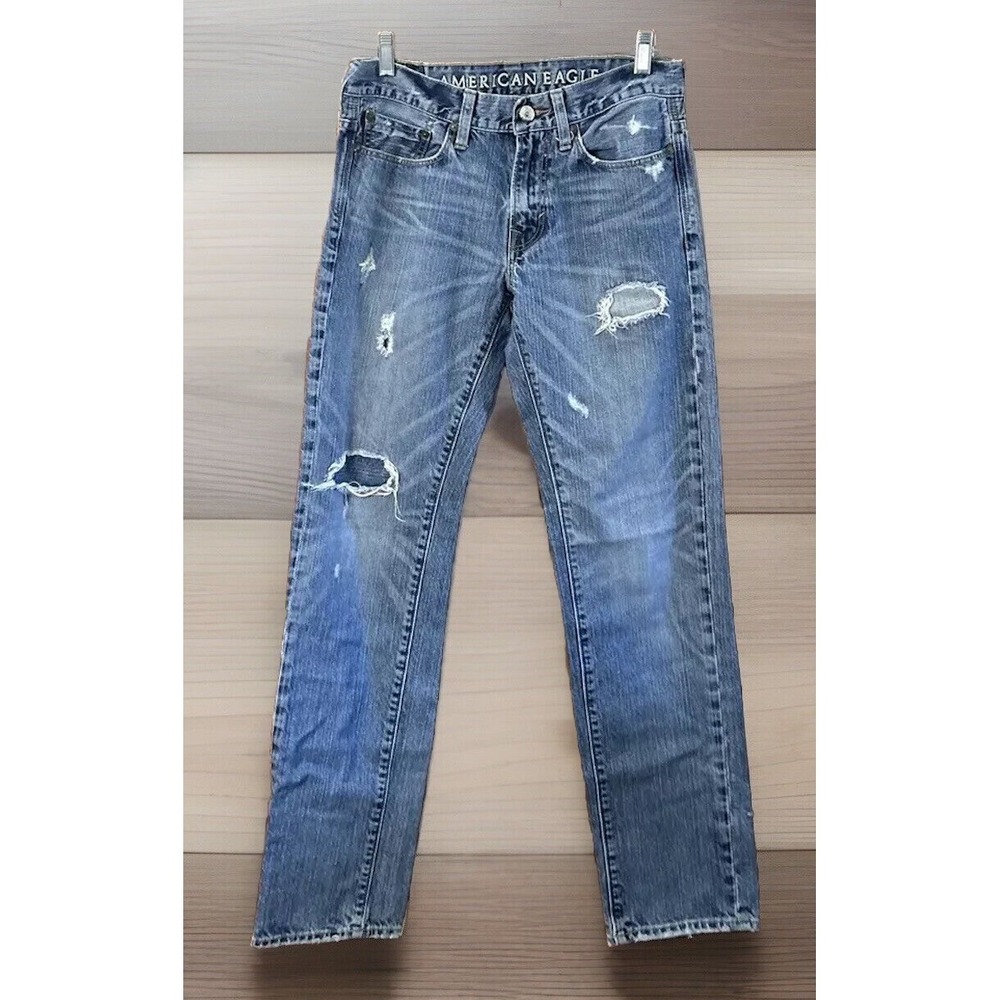 Mens‎ AMERICAN EAGLE SLIM Distressed Cotton Blue jeans Sz 29 29x32